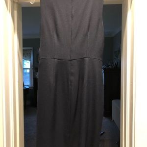 Navy blue modified wrap dress.